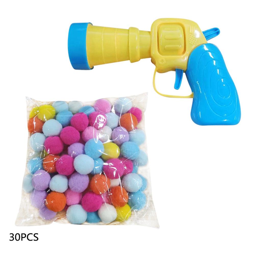 Cat Toys Mini Fluffy Soft Ball Shooting Guns Games Stretch Plush Ball Toys Interactive Launch Training Toy For Kitten
