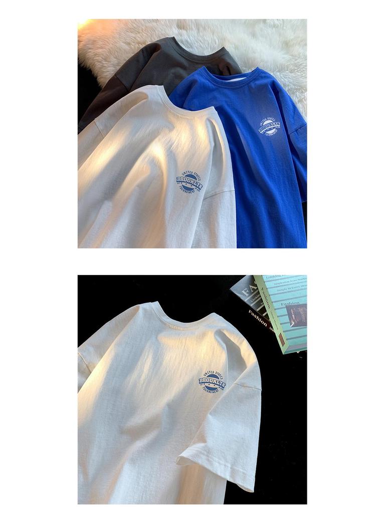 Men’s Trendy Loose-Fit Summer 2024 White Cotton Short-Sleeve T-Shirt