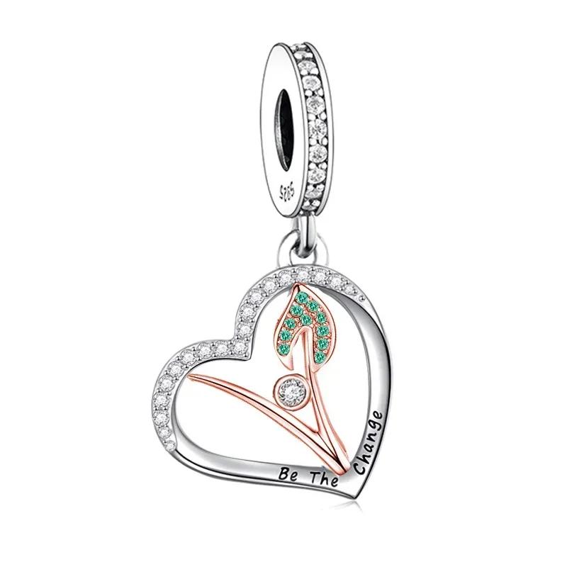 FC Jewelry Fit Original Charm Bracelet 925 Silver Be Strong and Be Yourself Yoga Girl Pendant Bead For Making Berloque DIY