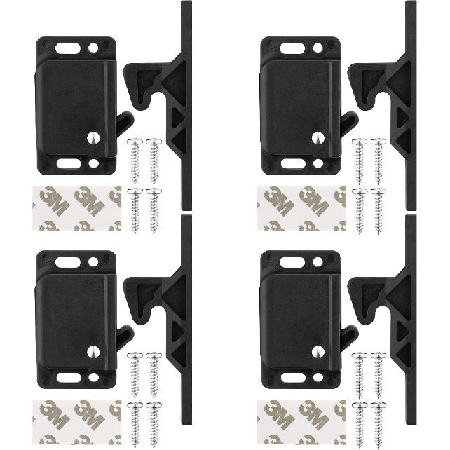 RV Drawer Latches and Catches, 4 Pack RV Cabinet Door Replacement Latch 10 LBS Pull Force for RV Camper Motor Trailor Home Office Cabinet Drawer,