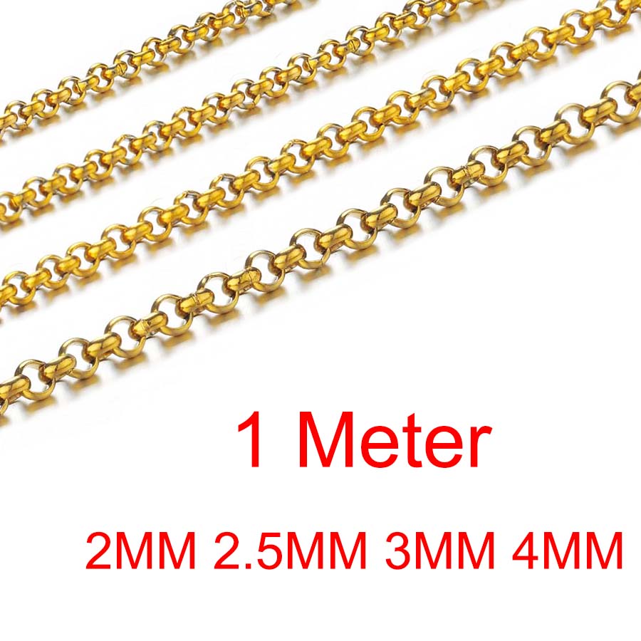 1Meter Fashion Long Box Chain Necklace Stainless Steel Basic Punk 2mm to 5mm Thick Chains Jewelry Gift for Men Women Wholesale