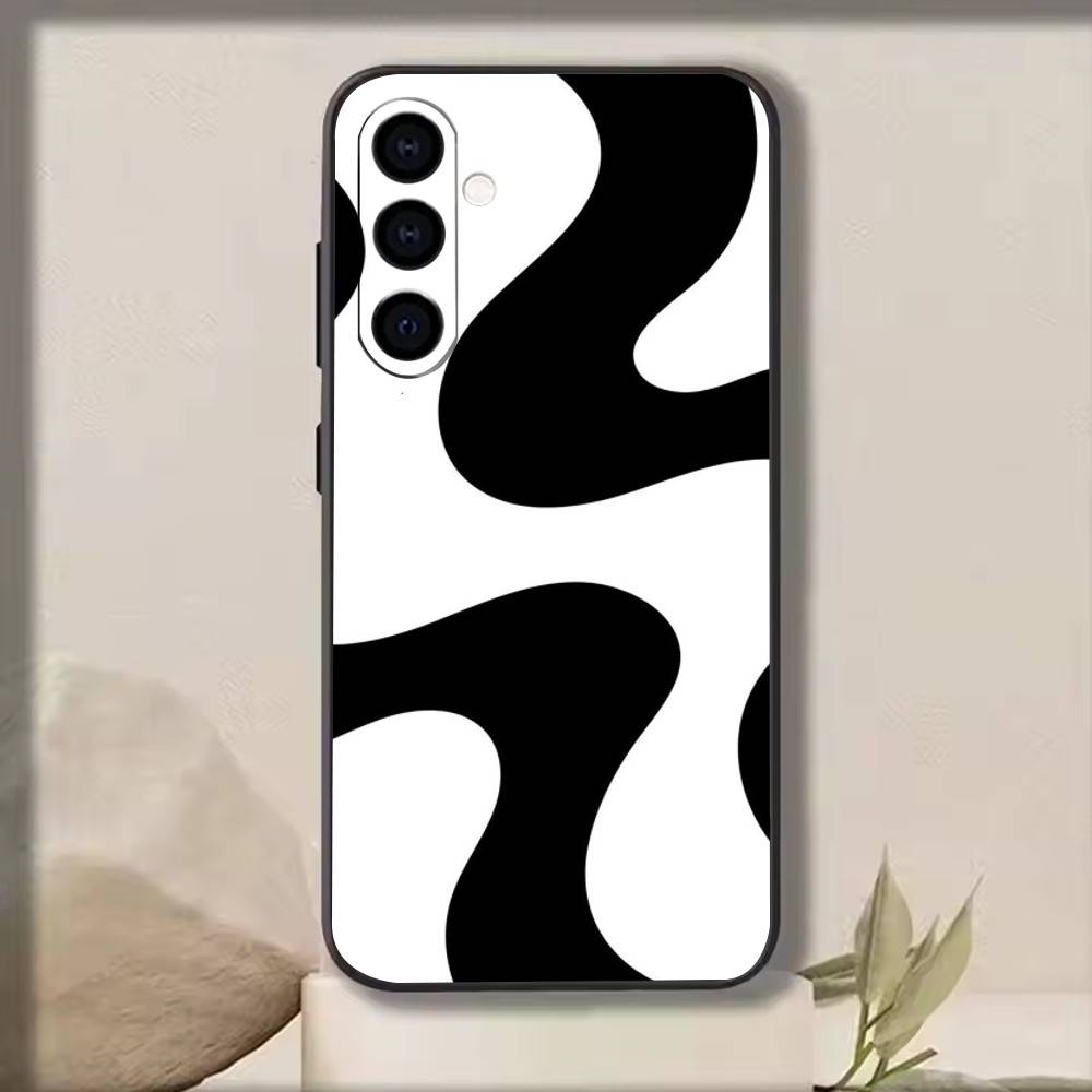 

Abstract wavy line art design Phone Case Black Silicone Soft For Samsung Galaxy A73,A72,A71,A70,A53,A52,A51 Samsung a32 4g