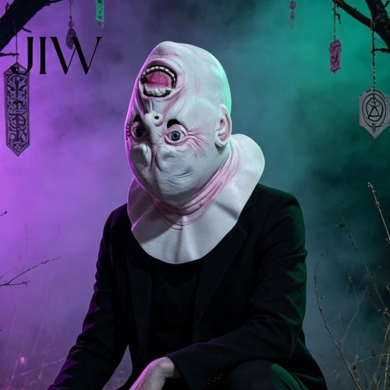 Flexible Head Fitting Mask Halloween Upside Down Demon Latex Full Face Mask, Scary Alien Cosplay Durable Headgear, Creepy Costume Prop for Party