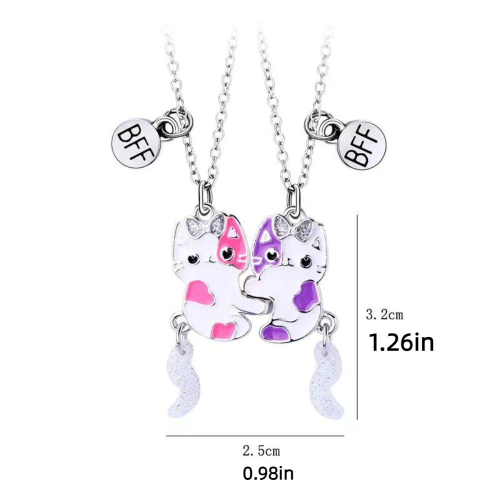 Electroplate Best Friend Magnetic Necklace Zinc Zinc Alloy Magnet Necklace Cartoon Pendant Necklace  Couple