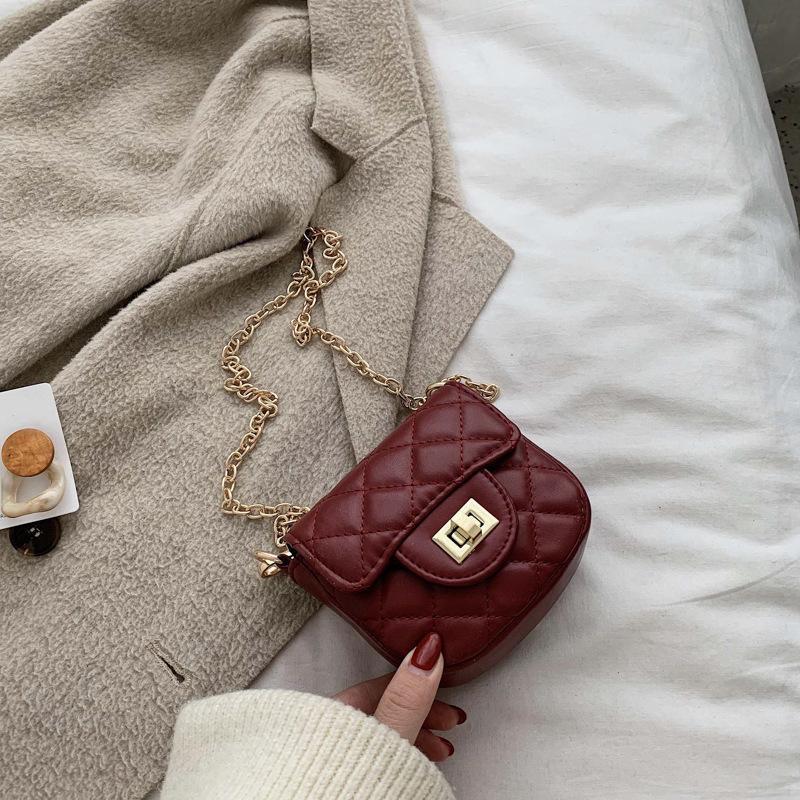 Rombkedja liten väska dam ny high-end textur axel budväska populär liten fyrkantig väska