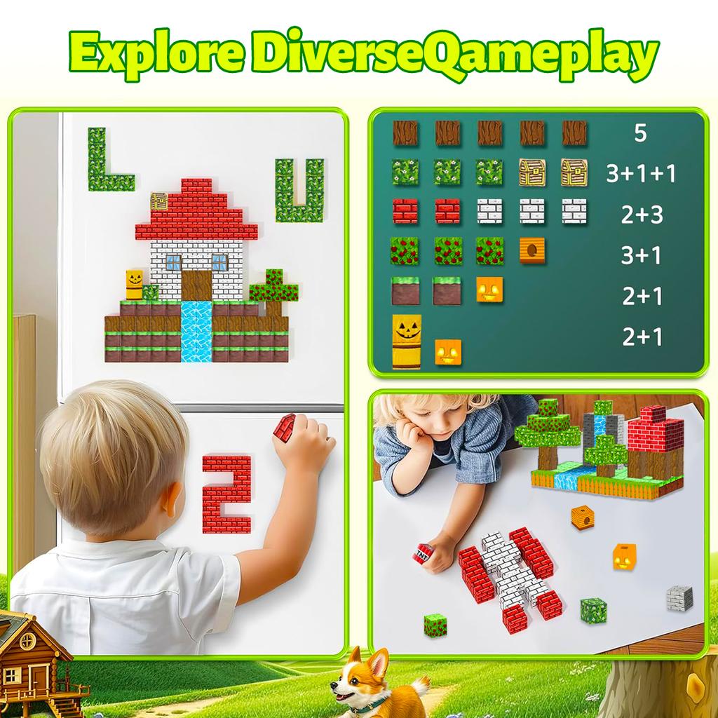 Magnetic Building Blocks Mine World Magnet Cube Set for Boy Girl Kid Age 3+ DIY Model Children Stem Montessori Sensory Toys Gift