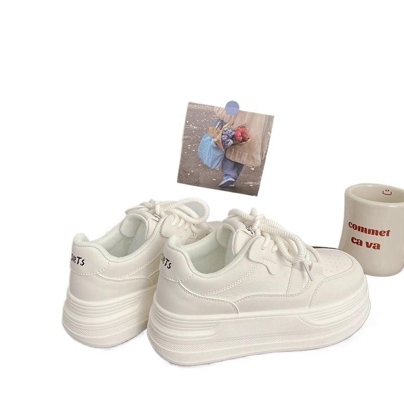 Height-increasing platform white shoes women's new niche casual bread shoes versatile fashion student board shoes