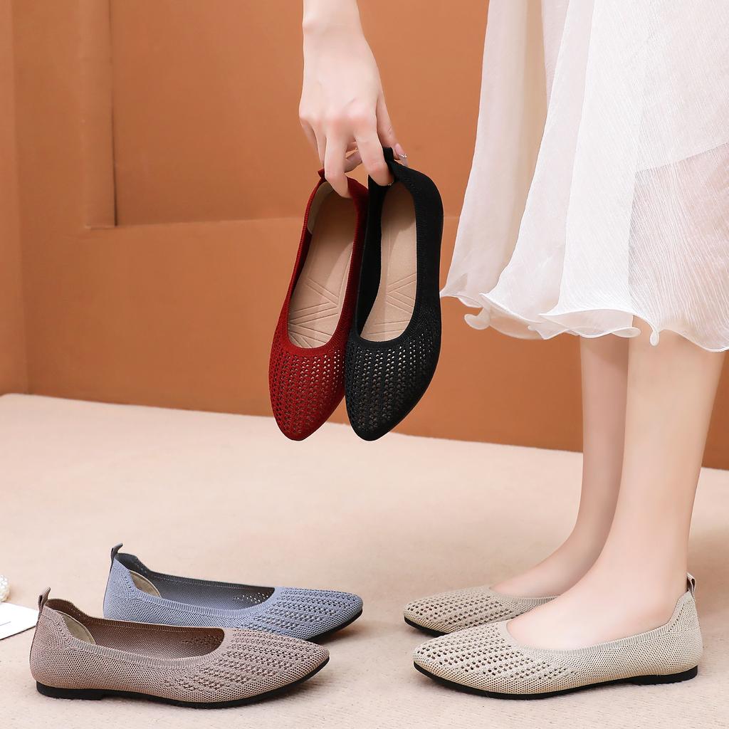 Women Shoes Soft Soft Upper Breathable Casual Shoes V Cut Mesh Flat Loafers Casual daily Comfortable Lightweight Non-slip Soft sole Easy to wear