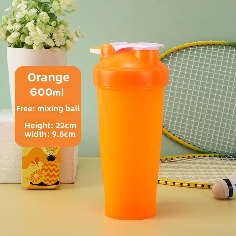 600ml Plastic Sports Water Cup with Scale Cap, Portable Outdoor Fitness Protein Powder Shaker Cup