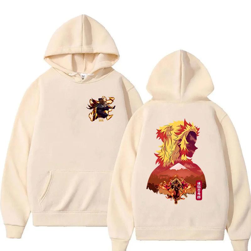Neuer Anime Rengoku Kyoujurou Bedruckter Hoodie Herren/Damen Sweatshirts Lässige Mode Y2K Fleece-Hoodie Persönlichkeitspullover