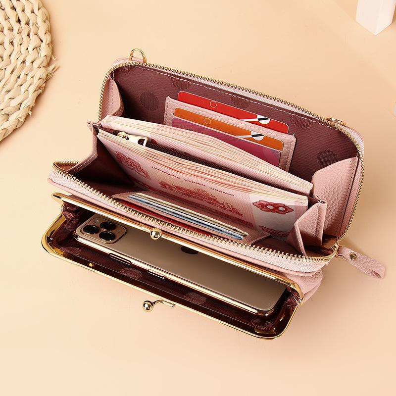 Multi-functional PU Leather Crossbody Bags Simple Lightweight Large Capacity Shoulder Bags Casual Small Mobile Phone Hand Bags