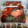 Music Bedding Set Rose Violin Printed Duvet Cover Set Twin King Queen Comforter Covers With Pillowcase Quilt Cover Home Textile