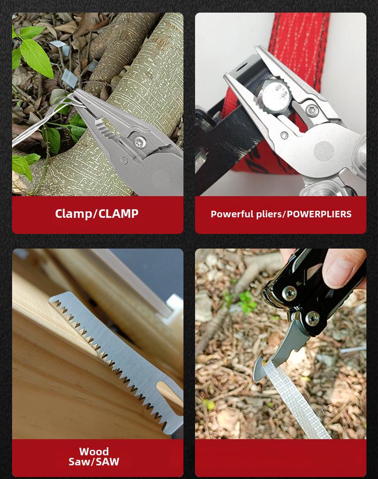 Venkovní skládací multifunkční nástroj 28 v 1: Celoocelové kleště pro kempování a EDC