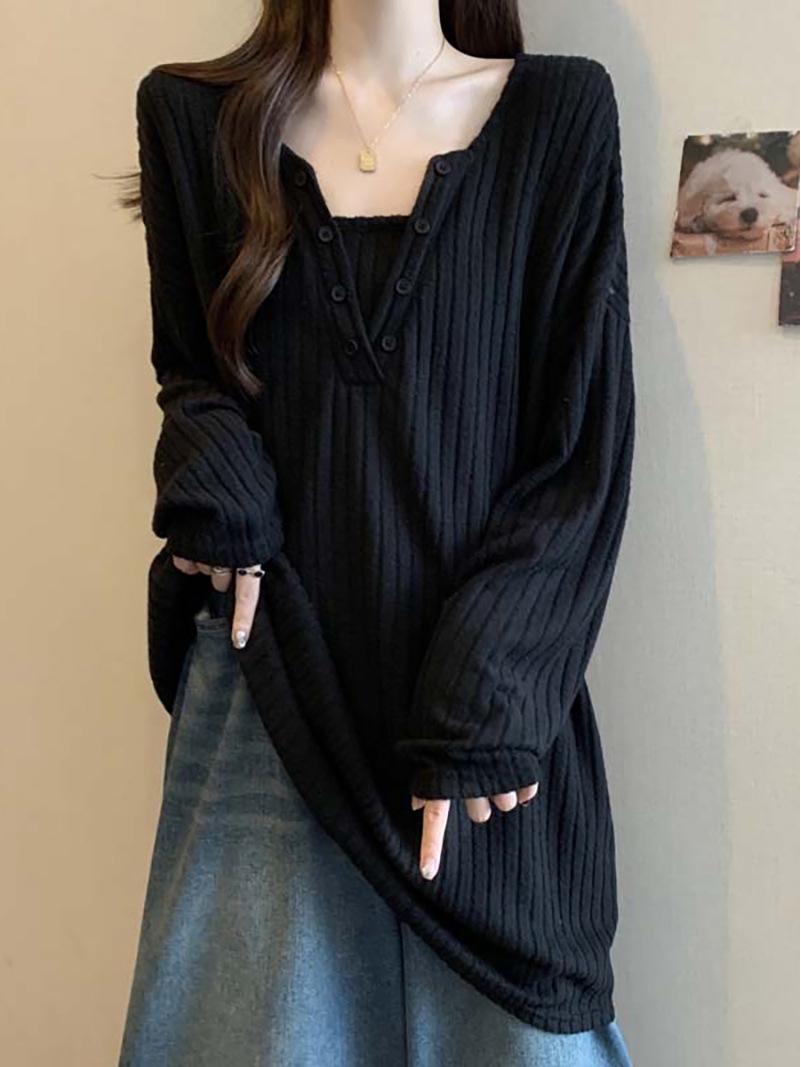 

Plus Size Women s Long-Sleeve V-Neck Top – Autumn/Winter 4XL (190-210 lbs)