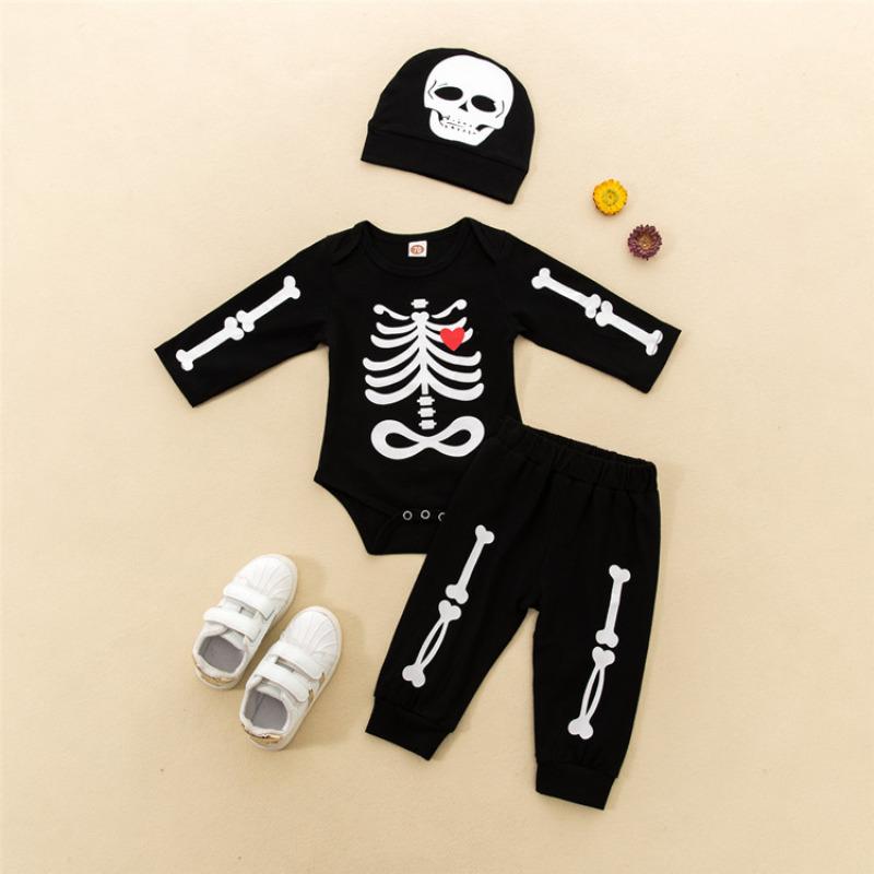 

Череп с длинным рукавом из трех частей костюм для младенцев и детей на Хэллоуин