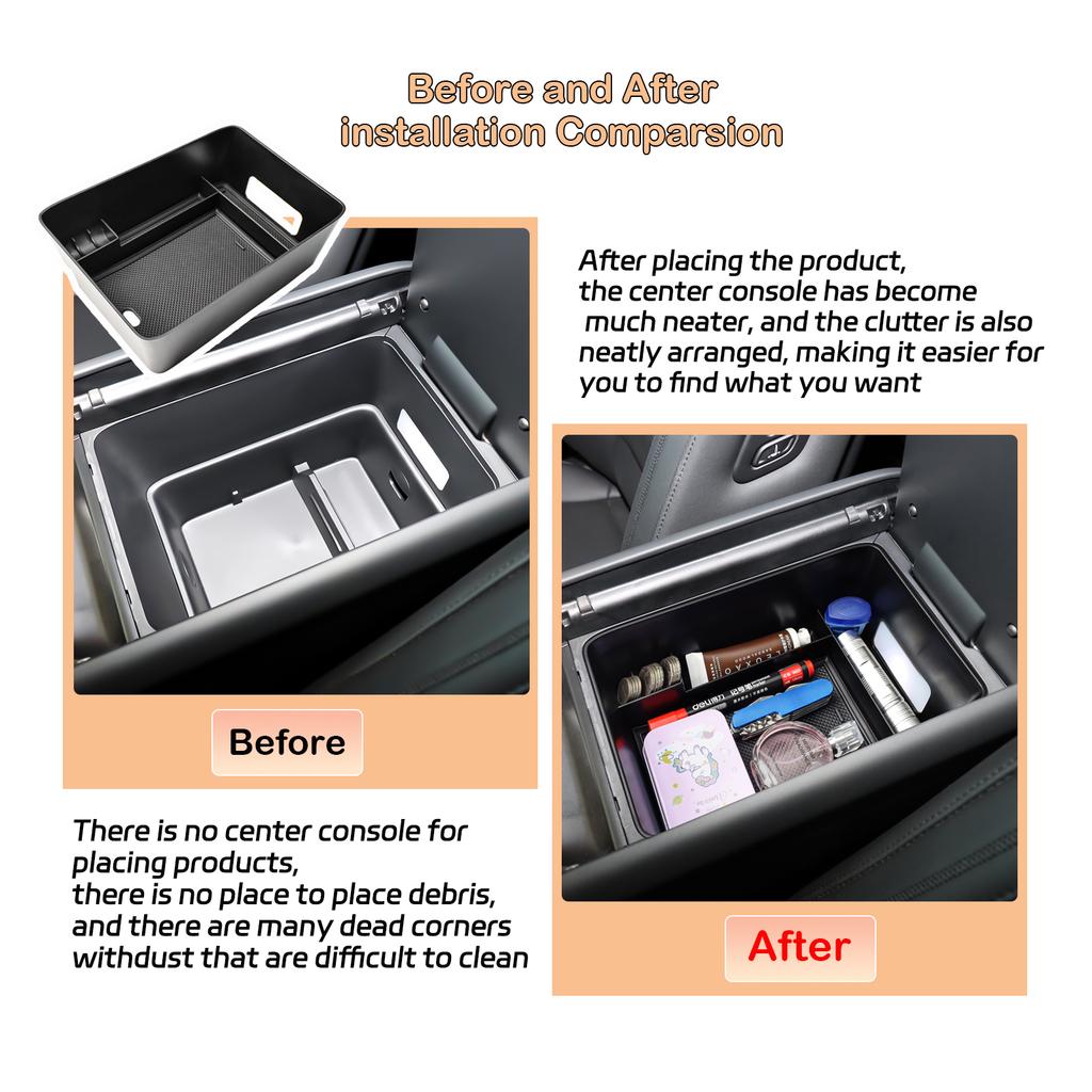 Center Console Organizer 2PCS For 2025 Hyundai Santa Fe Lower Cup Holder Armrest Storage Box Center Console Tray ABS Accessories