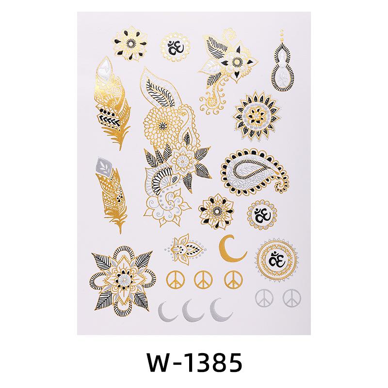Hot Stamping Tattoo Sticker Waterproof Retro Metal Temporary Tattoo Tattoo Hot Silver Tattoo Sticker