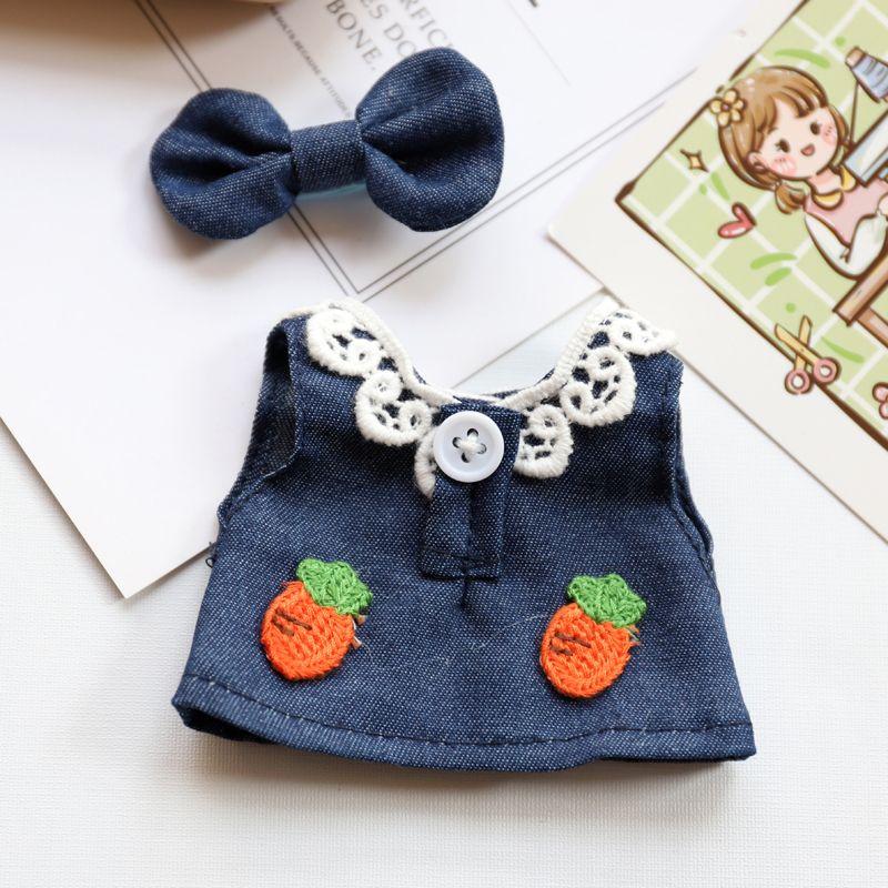 

15/17cm Canvas Denim Skirt Casual Set with Adhesive Labubu Replacement 17cm rabub clothes