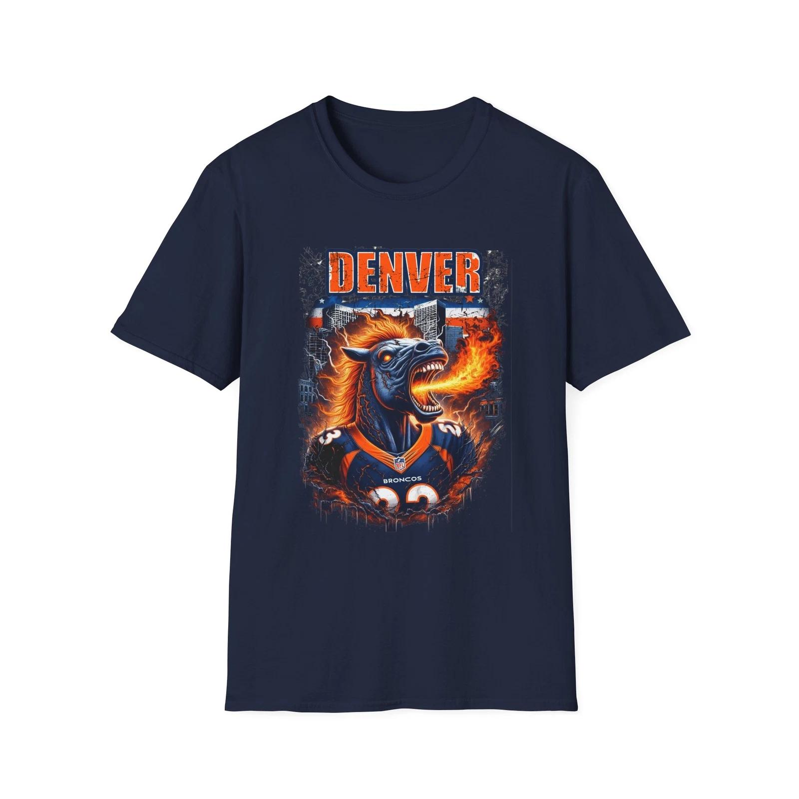 Men s and Women s T-shirts Denver Broncos Horror Mash Up T-Shirt - Spooky NFL Fan Gear XL