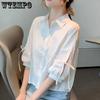 Cotton Solid Color Shirt for Women Summer Loose and Breathable Top Lantern Sleeve Shirt