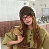 Korean polka dot stack hat headband dual-purpose girls air-conditioned room sleeping hat autumn trendy bag head hat headscarf