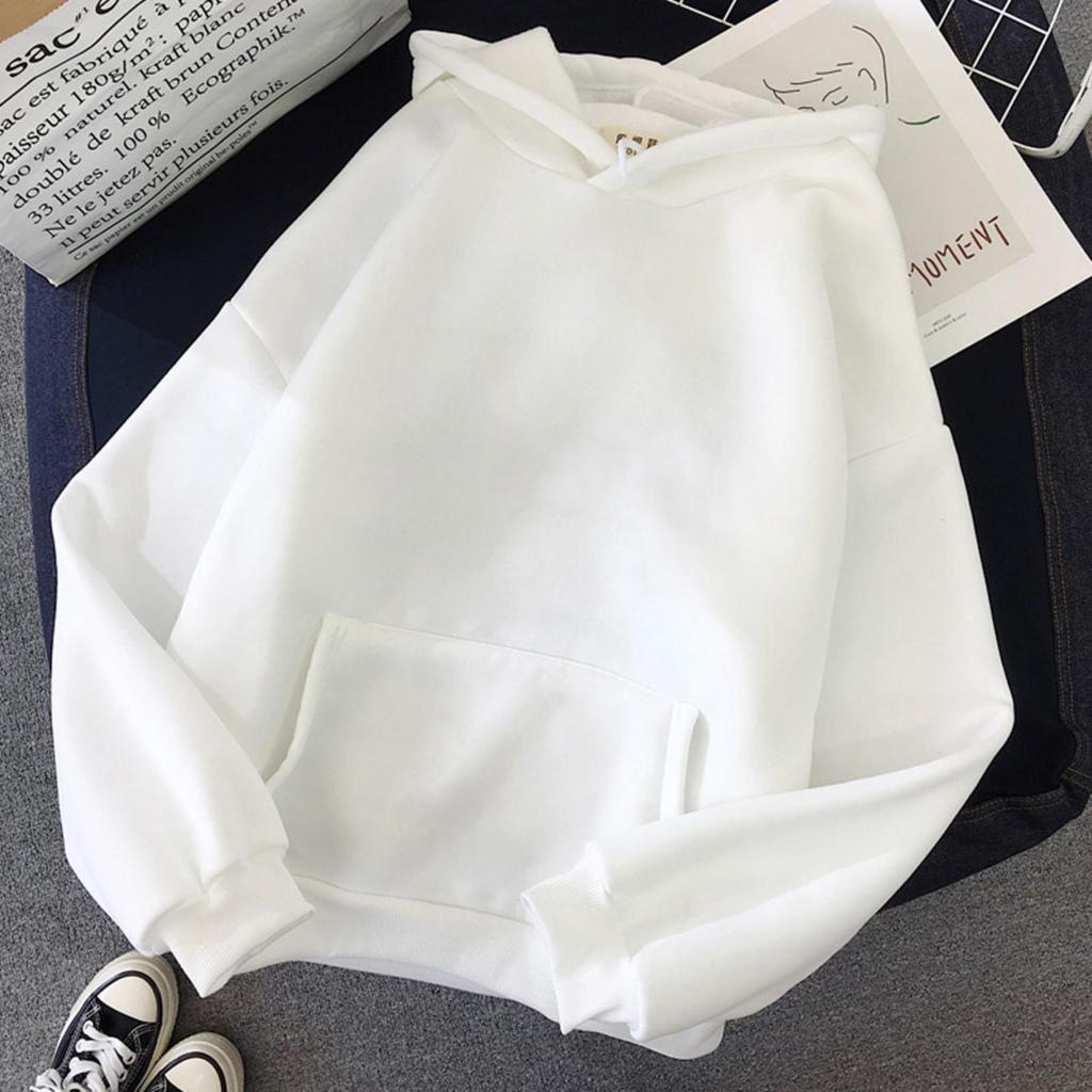 Women's Loose Solid Color Hooded Sweatshirt Jacket