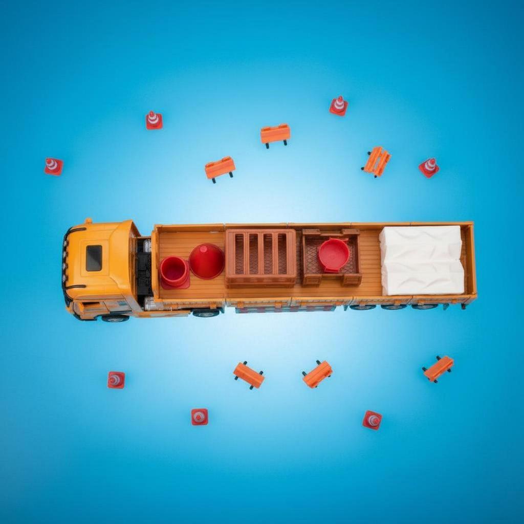 1:32 Scale Flatbed Truck Pull-Back Function Tractor Hauling Unit Model