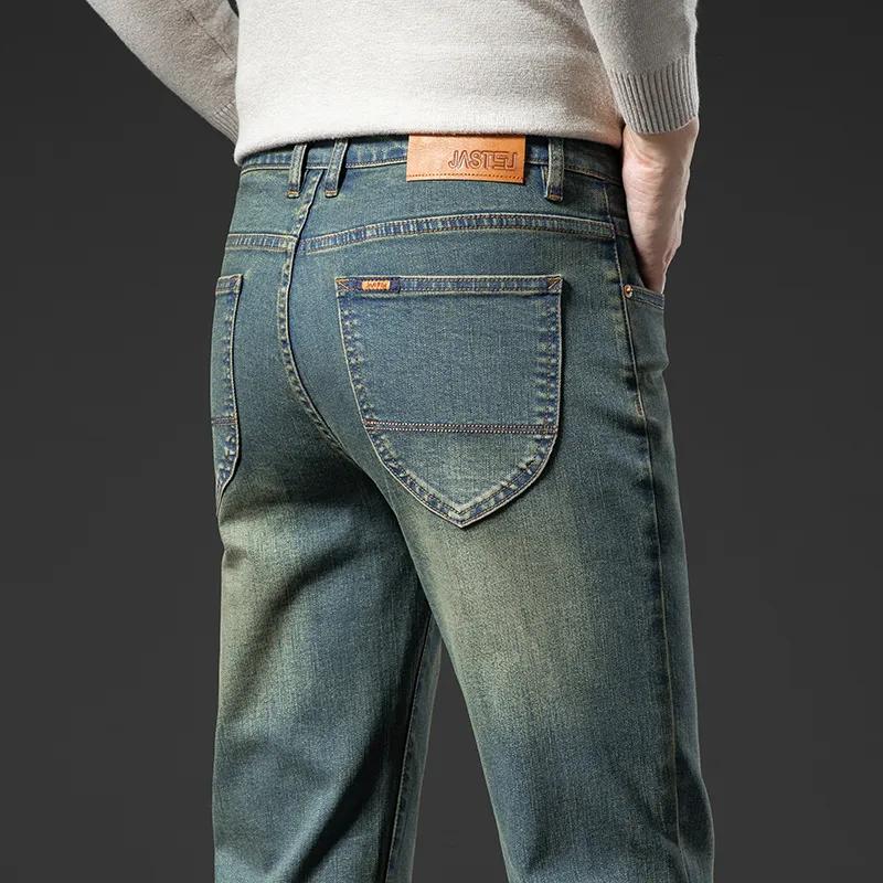 Men's Winter Fleece-lined Thickened Jeans Cold-Resistant Stretch Fleece Warm Pants