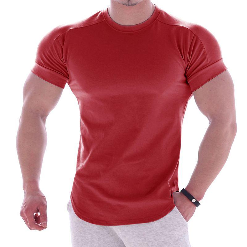 Sports T-Shirt Men's Short Sleeve Silm Fashion T-shirt Curved Hem Fitness Trendy Running Quick-Drying Breathable Tops