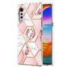 Für LG Velvet 5G Galvanisiertes Spleißmuster Marmorblume TPU Stoßfeste Hülle mit Strass-Ringhalter