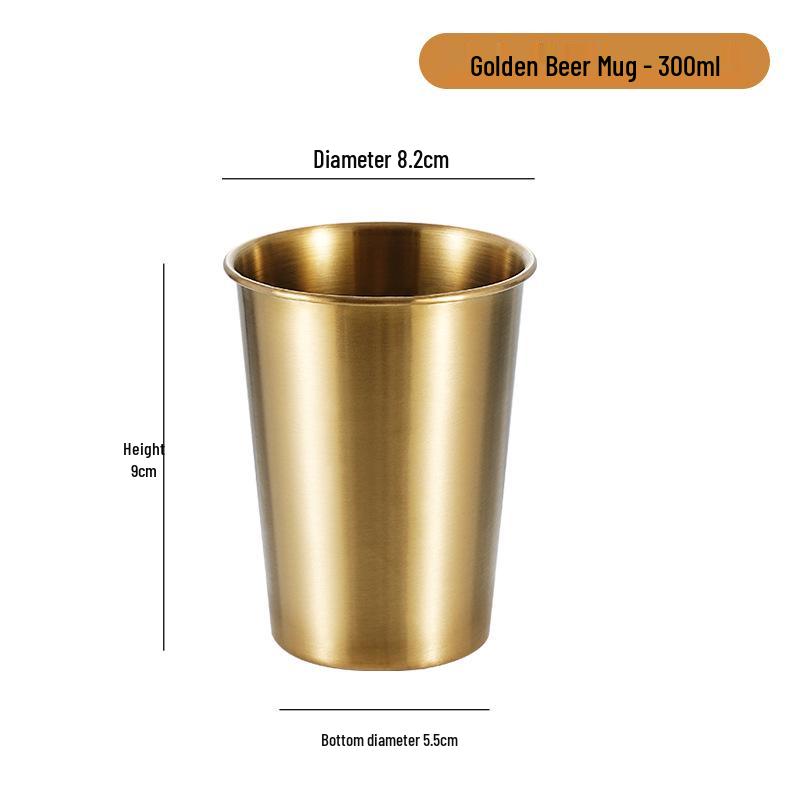 Gold 304 Stainless Steel Beer Mug - Single Layer, Stackable Outdoor Cup for Cold Drinks