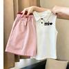 Korean Style Girls' Casual Sleeveless Polo Vest Set - Summer 2026 New Arrivals for Medium & Large Children