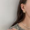 Flower Twist Metal Earrings Without Piercings Imitation Pearl Earrings for Women