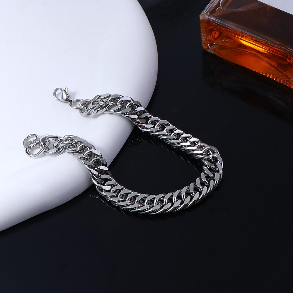 Steel Silver Color Punk Accessories Hip Hop Men's Bracelets Heavy Chain Punk Jewelry Bracelets