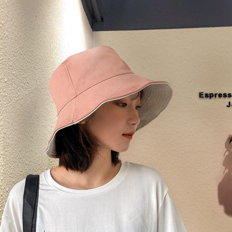 Hat Double-sided Bucket Hat Women's Autumn and Winter Versatile Trendy Brand Sun Hat Sun Protection Show Face Small Spring and Autumn Summer