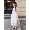 White Vest Skirt Women's Summer 2026 New French Loose Design Medium and Long Irregular Suspender Dress