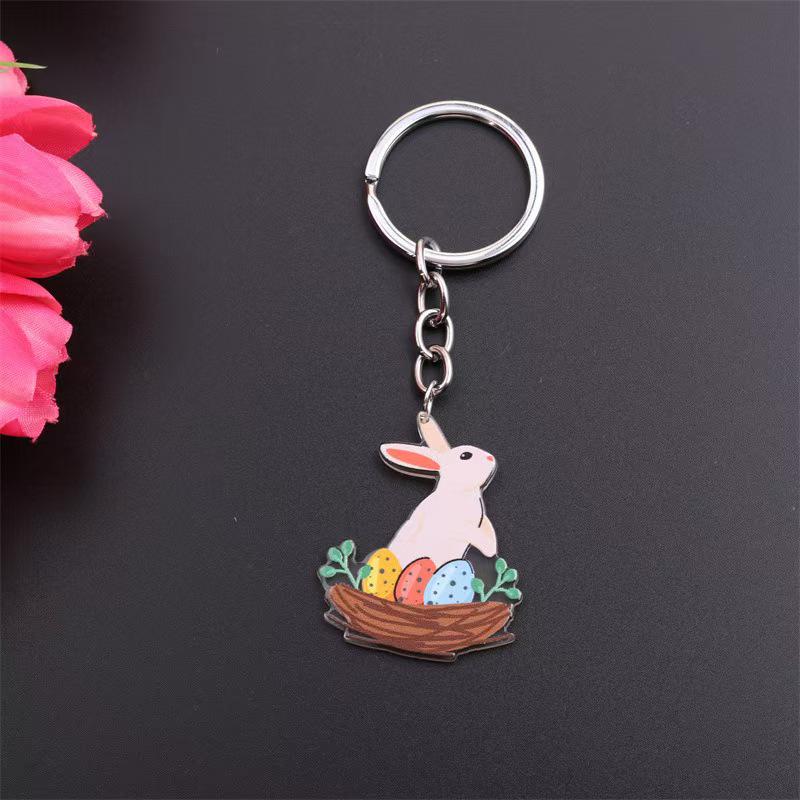 Personalized Easter Keychain: Carrot Rabbit, Colored Egg, and Little Chick Pendant for Women