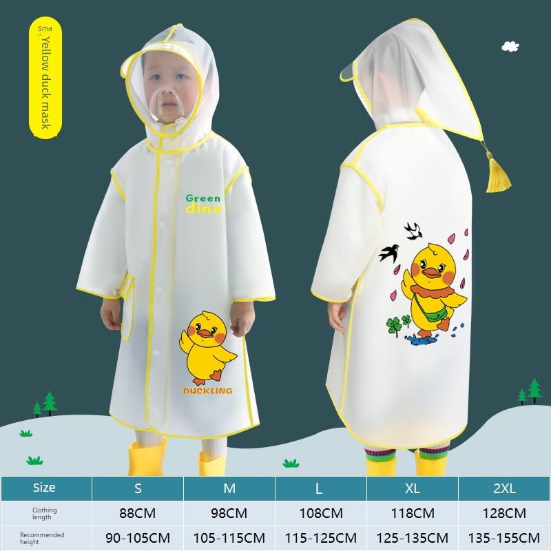 Children's Raincoat for Boys and Girls, Kindergarten School Rainwear, Transparent Cute Poncho-Style Raincoat for Toddlers and Students