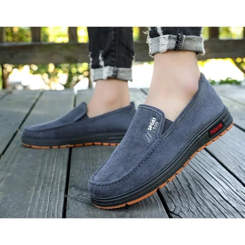 Men's 2025 Spring Retro Casual Flat Shoes, One Step Canvas Shoes Dad's Work Shoes, Old Beijing Cloth Shoes Designer Sports Shoes