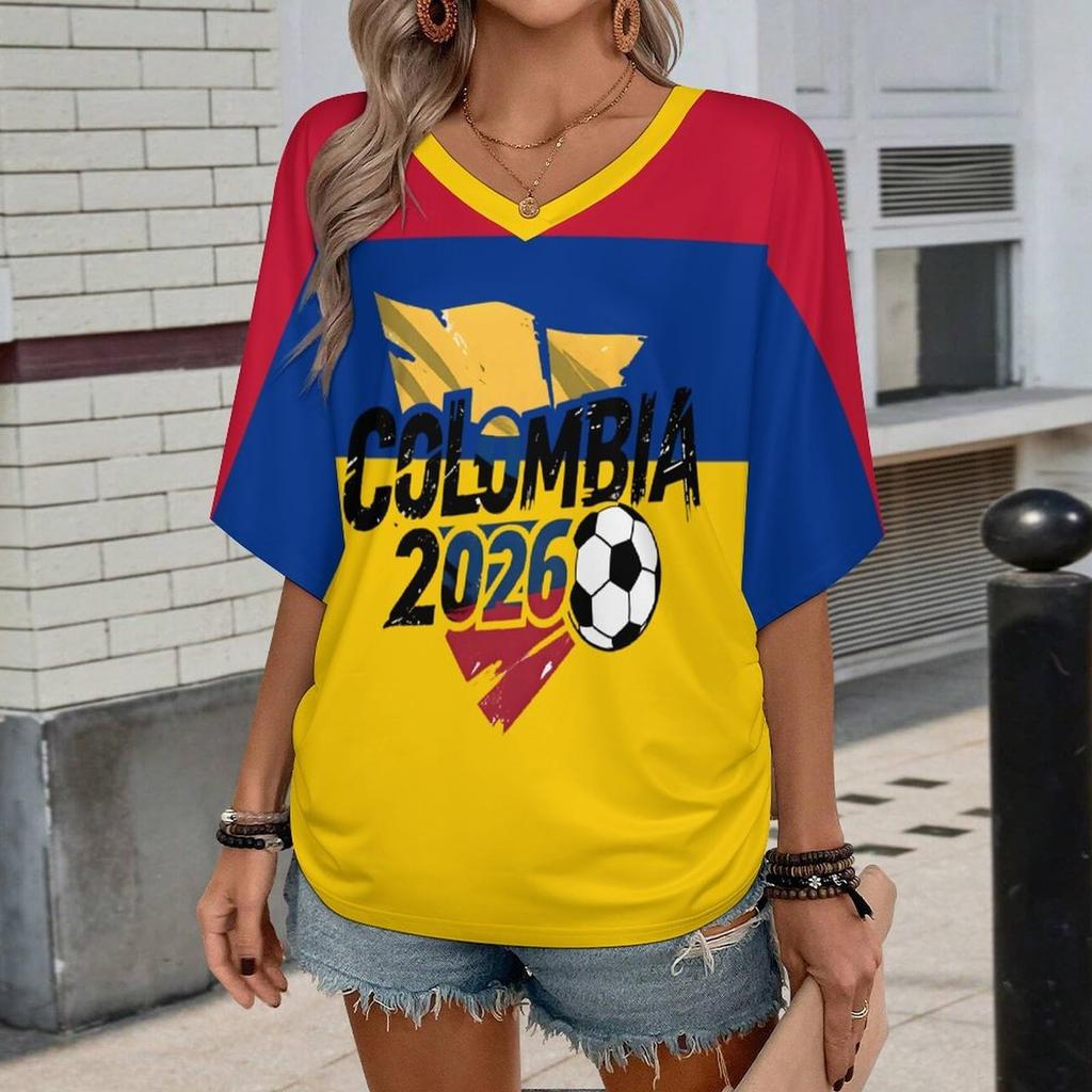Women's Casual V Neck Short Sleeve Pullover T Shirt Letter Print Top Soccer Support Fan Apparel for Outdoor Activities