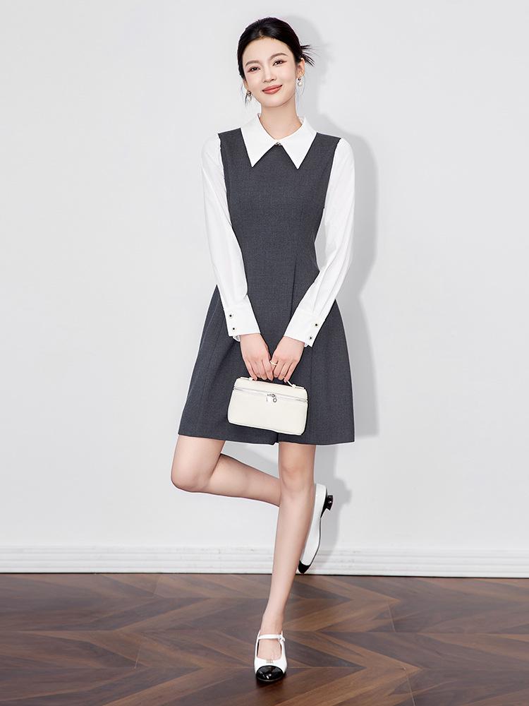 Altersreduzierendes Süßes Retro Preppy Zweiteilerkleid - Taillenbetonend, Kleiner Duftstil für Frauen