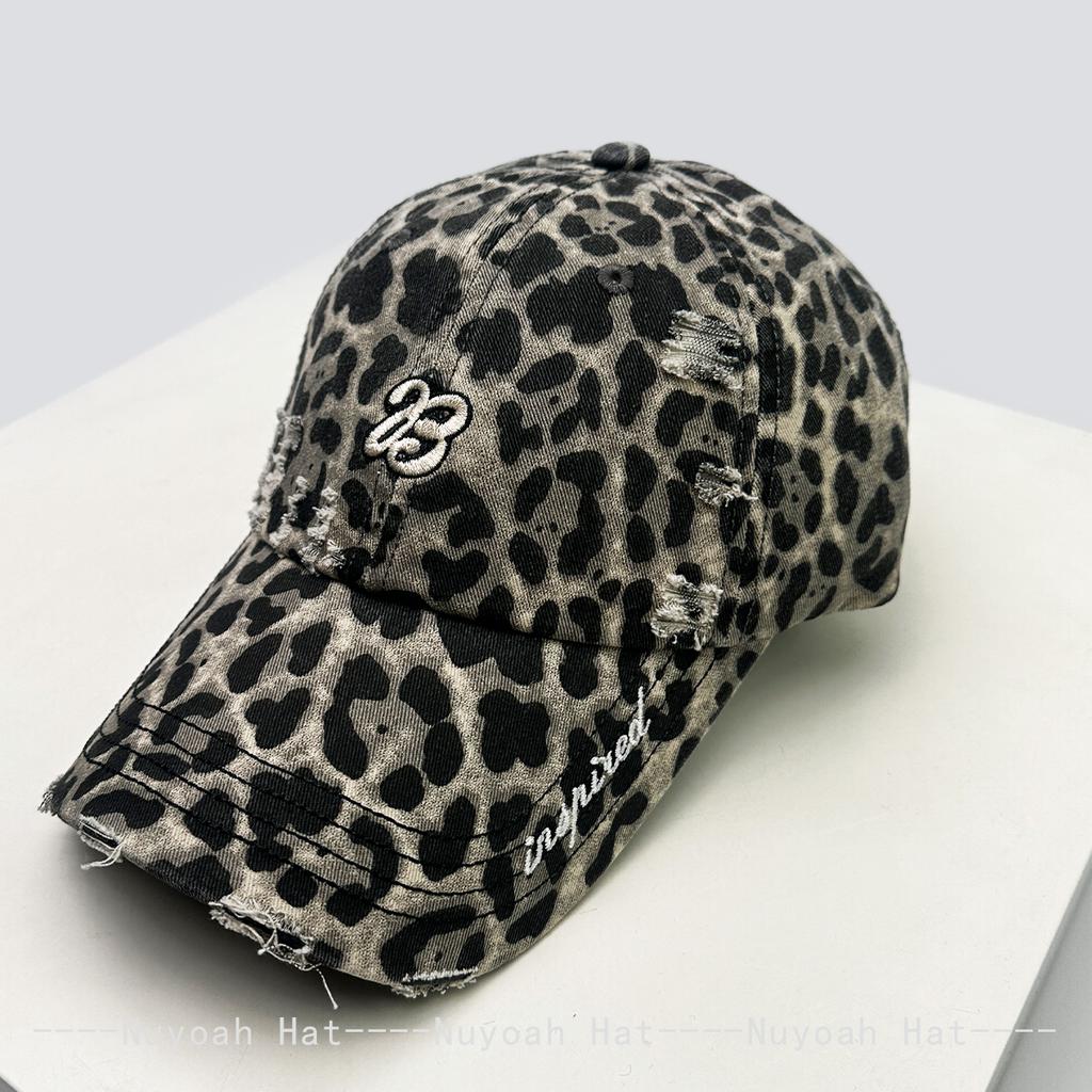 Leopard Print Embroidery Baseball Caps Sun Protection Broken Style All-Match Personalized Peaked Hats Street Style Trendy Ins Style Latest Women