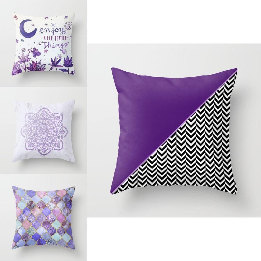 Stylish 18'' Purple Pillow Case Sofa Waist Throw Cushion Cover For Versatile Home Use