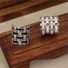 Stainless Steel Weave Wide Rings For Women Men 316L Black White Glaze Couple Rings Man Woman Female Ring Luxury Quality Jewelry