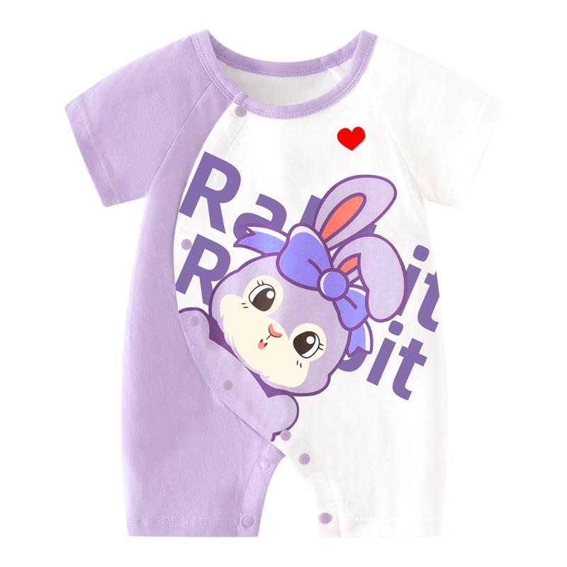 Summer Short Sleeve Pure Cotton Baby Romper - Infant Cartoon Crawling Bodysuit