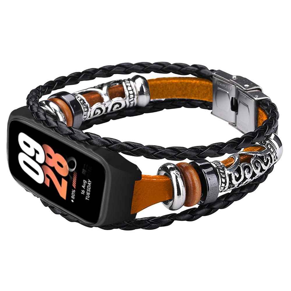

For Xiaomi Smart Band 8 Active Beads Watch Strap Ethnic DIY Watch Band Replacement Brown