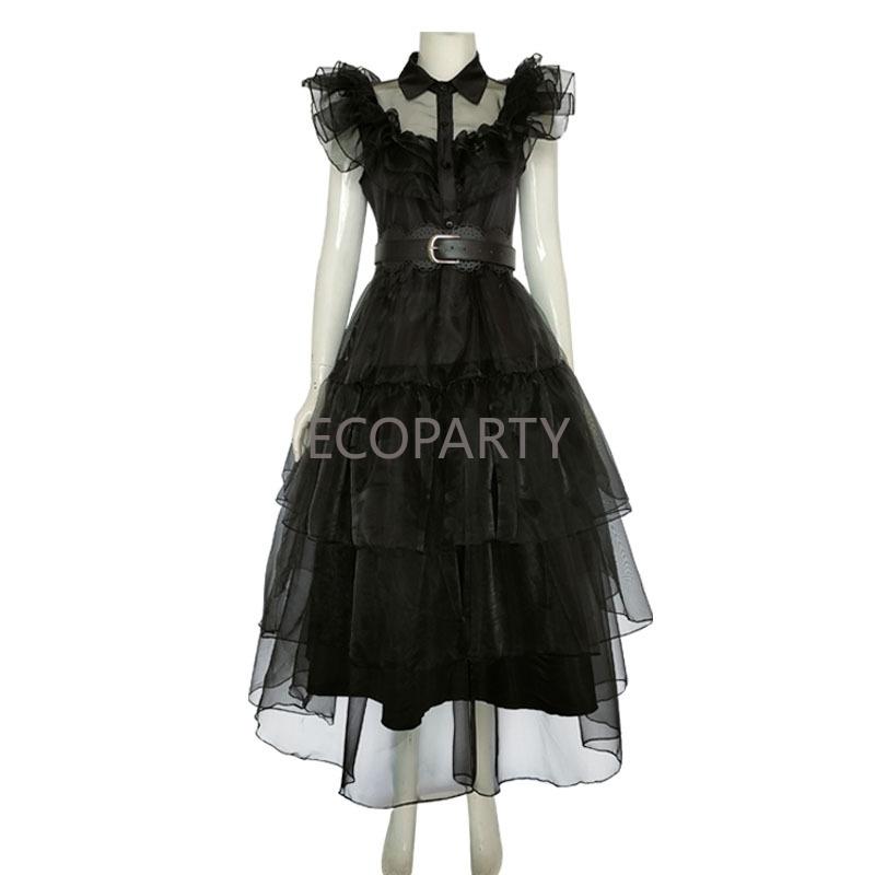 Wednesday Adams Cosplay Costume Adams Black Dress Adult Women's Dress Halloween Carnival Party Role Play Set In Stock Anime