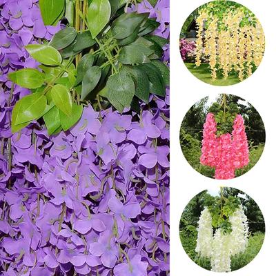12 Pack Wisteria Artificial Flower Bushy Silk Vine Ratta Hanging Garland Hanging for Wedding Party Greenery Wall Decoration