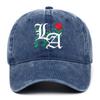 Trendy LA Rose Embroidered Washed Baseball Cap