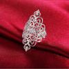 Silver Electroplated 925 European & American Style Openwork Vintage Ring for Women